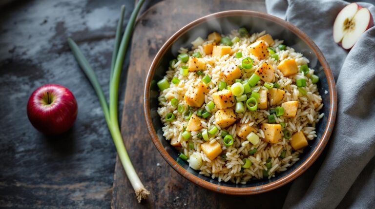 Apple and Green Onion Rice with Chicken