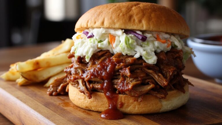 pulled pork coleslaw sandwich