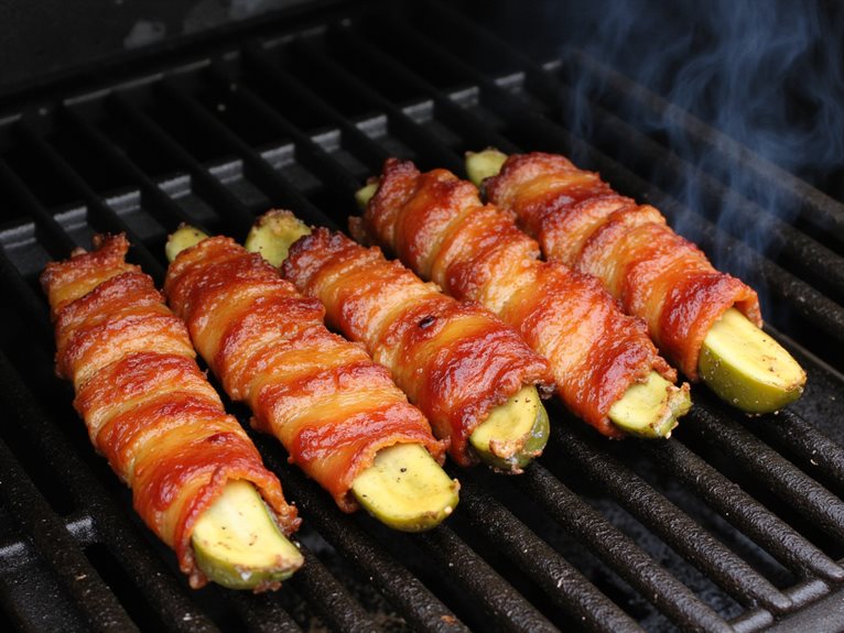 bacon wrapped grilled pickles