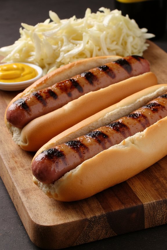 grilled bratwurst sandwich assembly