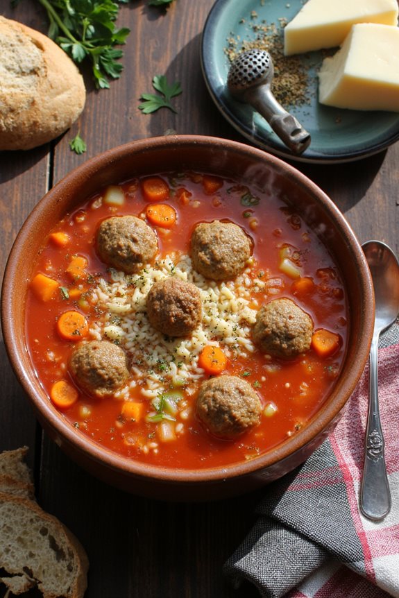 italian meatball rice soup
